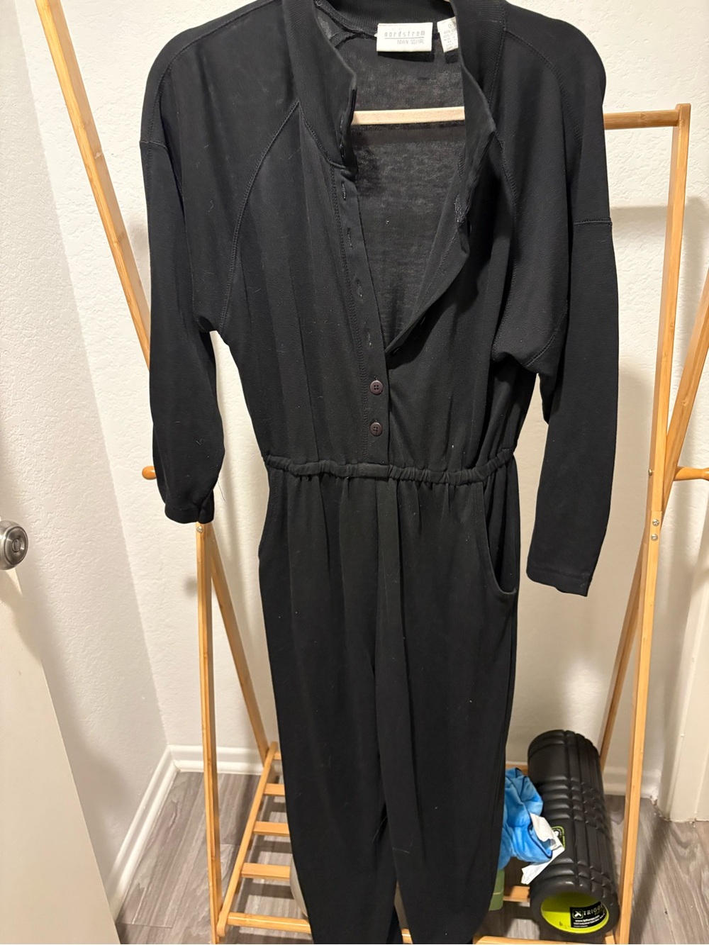 Nordstrom Town Square Black Button-Up Top